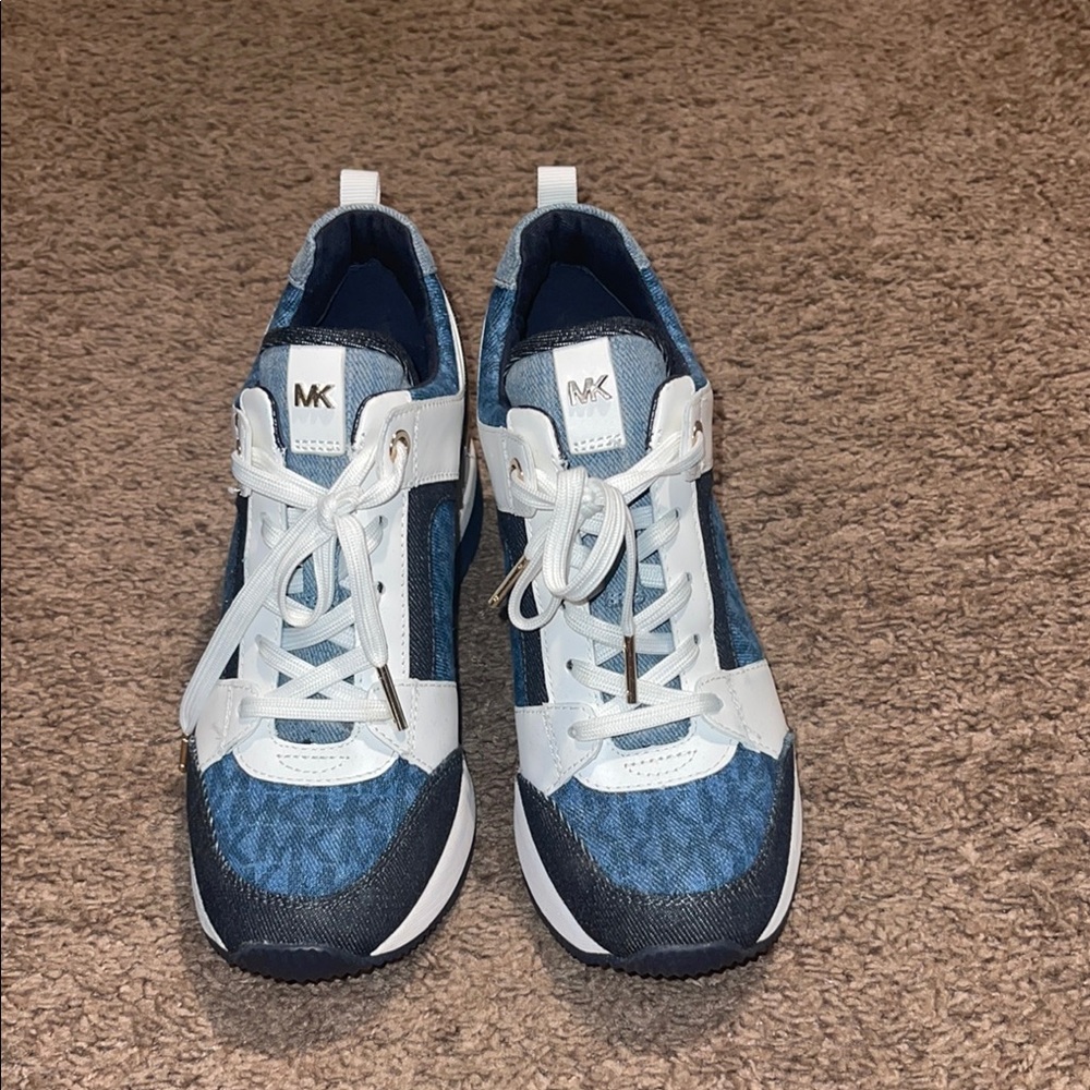 Michael Kors Denim and White Lace-Up Sneakers